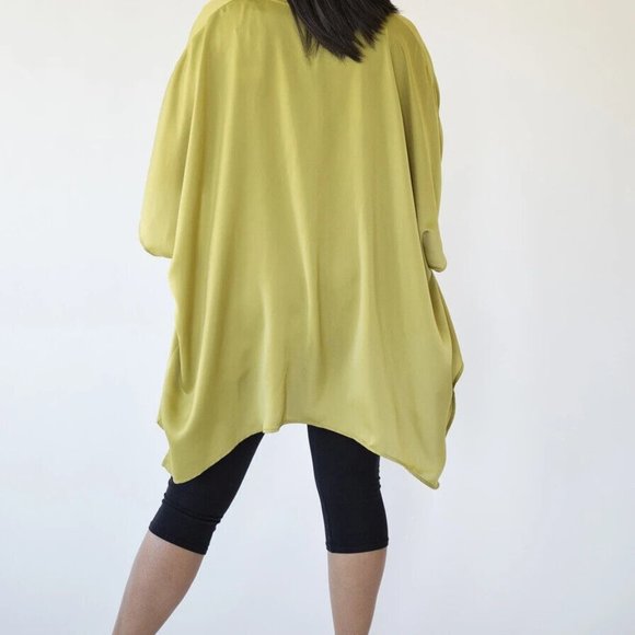 Kimono Cardigan Loose Cover Up -Chartreuse- One Size Fits All OS - Picture 2 of 2
